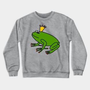 Cute Green Frog Prince with Animals Crown Crewneck Sweatshirt